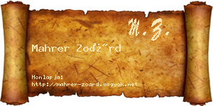 Mahrer Zoárd névjegykártya